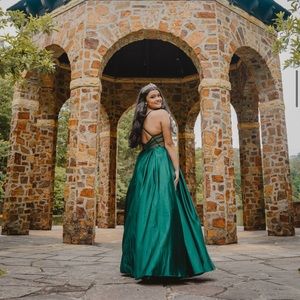 emerald green ball gown dress